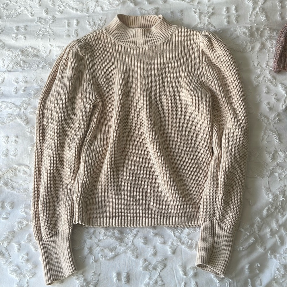 525 cream puff shoulder cotton sweater